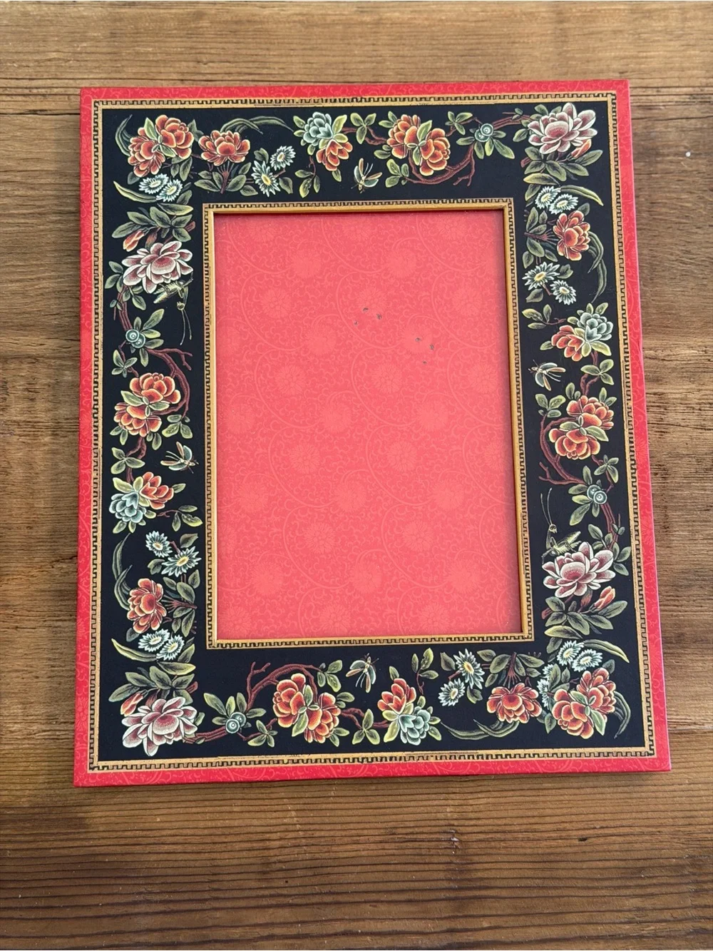 Punch Studio 8x10 Floral Decorative Photo Frame. Easel Back | Red/Black